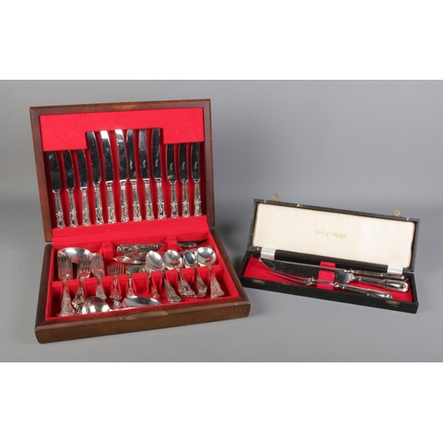 196 - A canteen of Kings pattern cutlery, together with a cased Butler of Sheffield carving set of similar... 