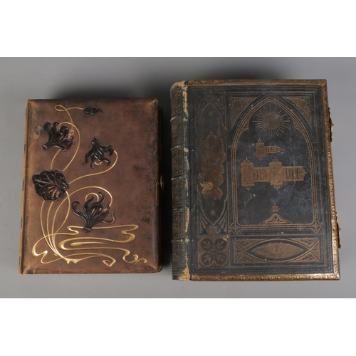 6 - A leather and gilt bound Brown's Self-Interpreting family bible with colour plates, together with a ... 