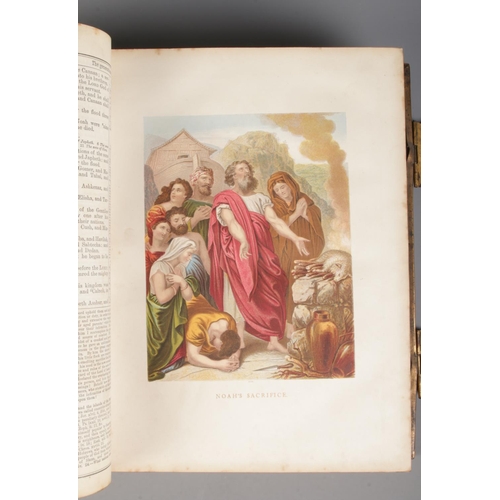 6 - A leather and gilt bound Brown's Self-Interpreting family bible with colour plates, together with a ... 