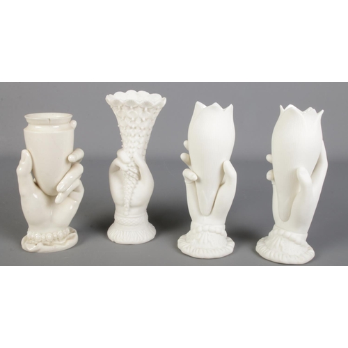 76 - Four ceramic hand vases. Includes Royal Worcester example, etc.