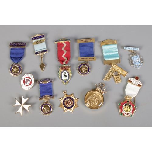 280 - A collection of Masonic Medals to include Past President, Benevolent Donor and Steward examples.