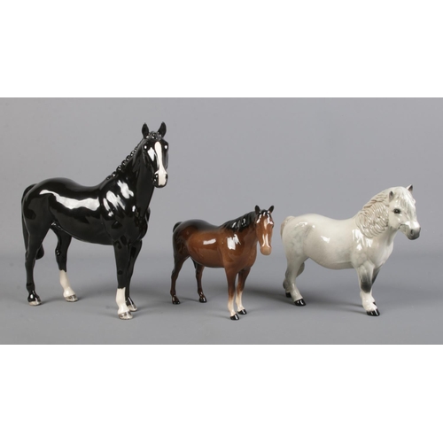 300 - Three ceramic horses, to include Royal Doulton grey Shetland Pony and Special Edition Beswick exampl... 