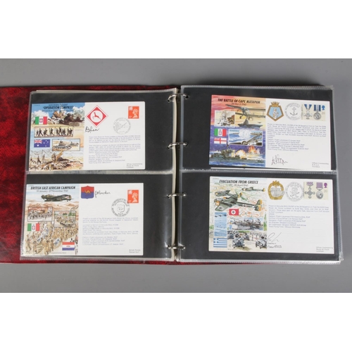 91 - A binder containing the history of WW2 50th anniversary  signed covers, approximately 80 covers in t... 