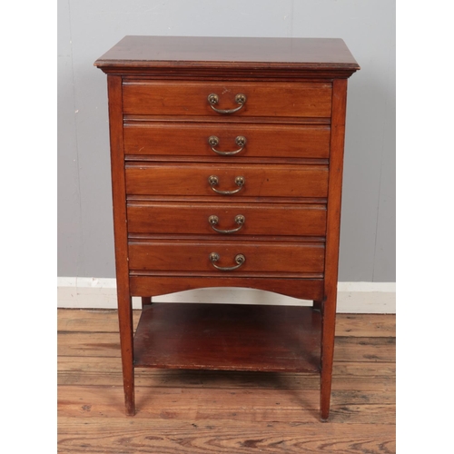 329 - A mahogany five drawer music chest with under tier. Approx. dimensions 53cm x 85cm x 38cm.