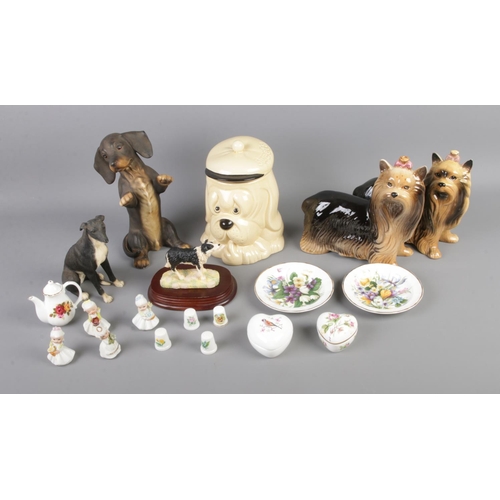 10 - A collection of assorted ceramics to include Leonardo Collection, thimbles, ceramic dogs, etc.