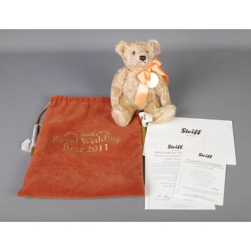 120 - A Steiff William and Catherine Royal Wedding teddy bear with certificate of authenticity and origina... 