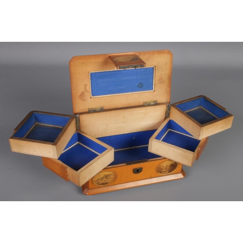 43 - A Mauchline ware jewellery box. Depicting scenes from Ventnor.