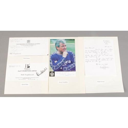 66 - A collection of signed football ephemera to include Terry Venables photo, Andy Goram letter and auto... 