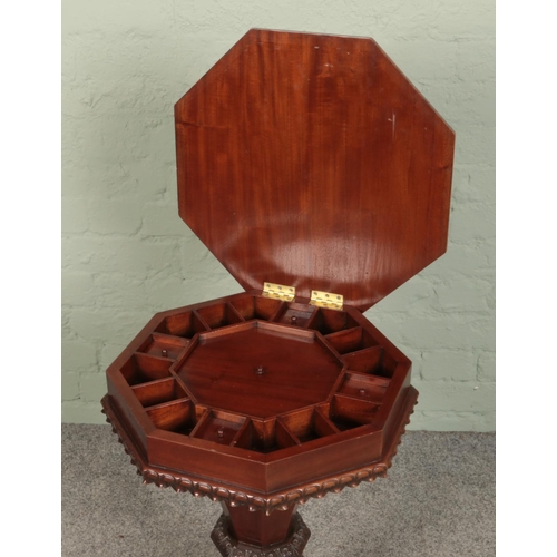 515 - A Victorian style mahogany work box featuring fitted interior. Approx. height 70cm.