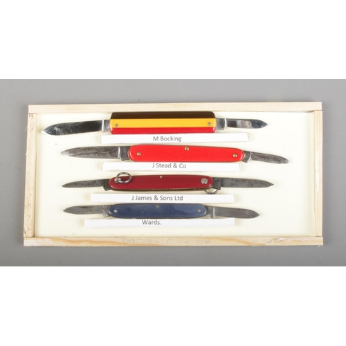 106 - Four Sheffield penknives by M Bocking, J Stead & Co, J James & Sons Ltd, Wards.