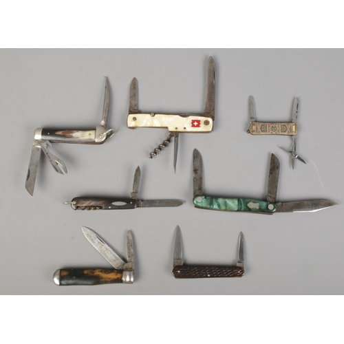 145 - Seven pocket knives. Includes Toledo, Pradel, W.Mount & Sons, etc.