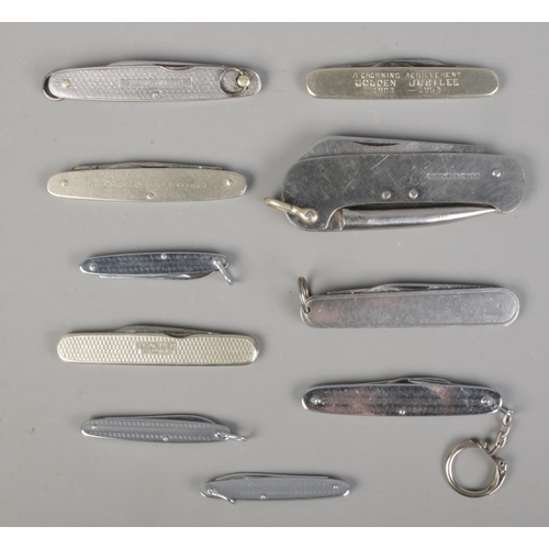 157 - Ten stainless steel pocket knives. Includes John Watts, Collinge, R.Groves & Son,