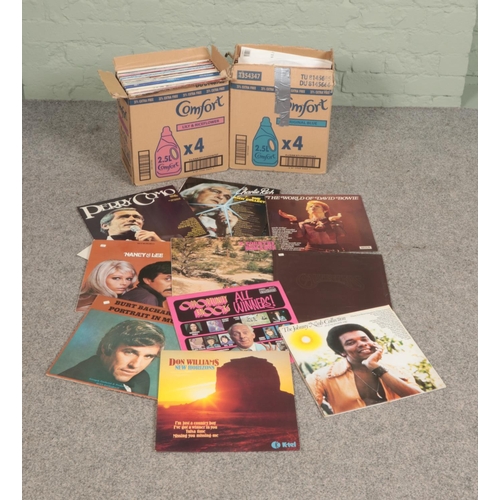 168 - Two boxes of records including Englebert, Eagles, Lena Horne, Bobbie Gentry, Glenn Campbell, Steely ... 