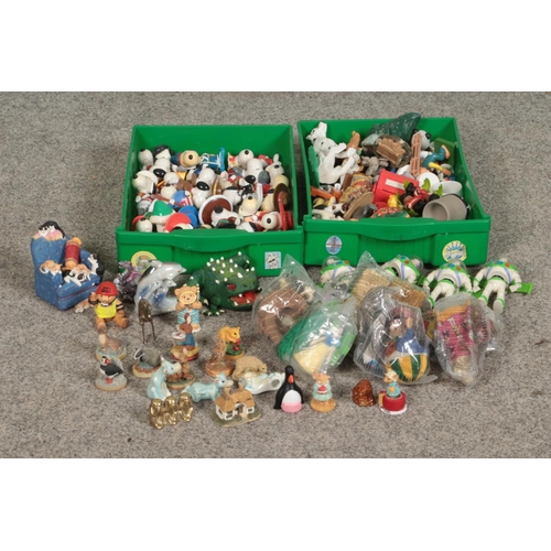 169 - A quantity of toys and figurines including snoopy toys, unopened McDonalds toys, animal figurines an... 