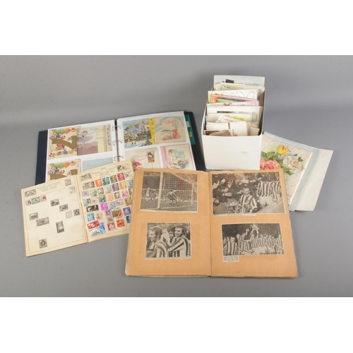 67 - A large collection of vintage greetings cards along with scrap book with contents related to Stoke C... 