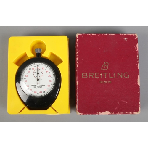 370 - A Breitling Sprint 1/10s stopwatch in original plastic case, with toggle strap and branded Breitling... 