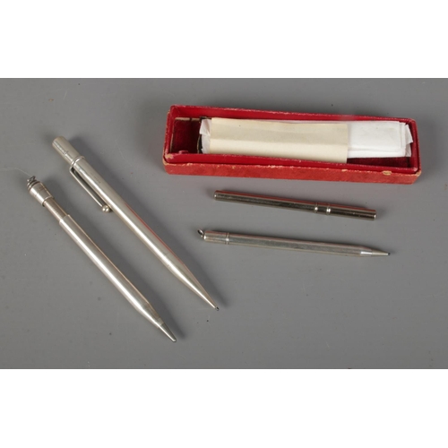 375 - Three silver propelling pencils to include Beka (hallmarked London 1947), Life-Long, and boxed Long-... 