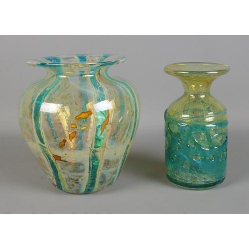 92 - Two Mdina Maltese glass vases including blue striped examples. Approx. height of tallest example 17c... 