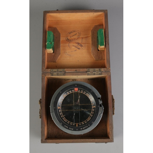 94 - An Air Ministry marked Type P8 Compass and original wooden carry case, primarily fitted to the Hawke... 