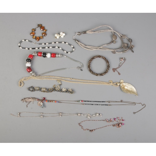 95 - A small collection of costume jewellery to include Laura Ashley, silver clasped simulation pearl bea... 