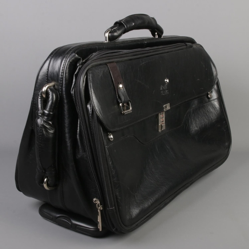 67 - A Mont Blanc leather trolley case travel bag. Approximately 56cm x 35cm x 28cm.