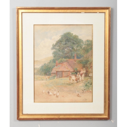 126 - John Parker (1839-1915), a late 19th century gilt framed watercolour, rural landscape, titled to the... 