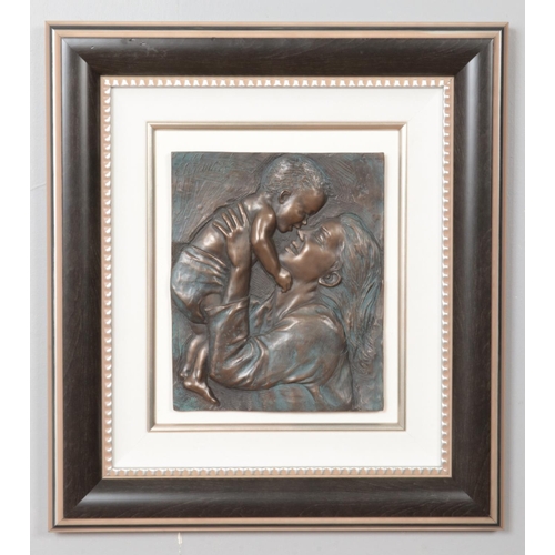 132 - Bill Mack (American, born 1944) a bonded bronze sculpture, depicting a mother and child. 32.5cm x 26... 