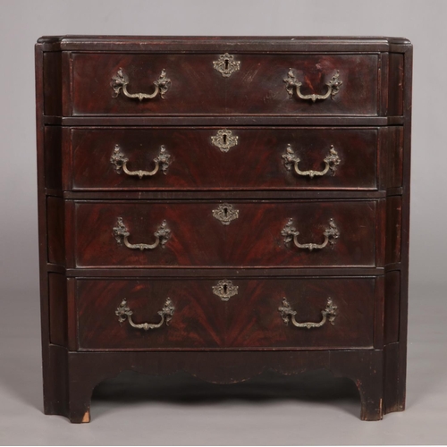 143 - A 19th century mahogany chest of four drawers. Height 78.5cm, Width 77cm, Depth 50.5cm.