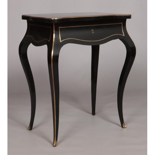148 - A French 19th century ebonised vanity table with brass inlaid decoration. Height 73.5cm, Width 60cm,... 