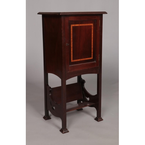 157 - An Edwardian mahogany side cabinet with book trough under tier. Height 76.5cm, Width 35.5cm, Depth 3... 