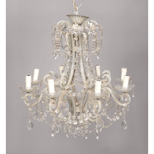 178 - An early 20th century eight branch cut glass chandelier.