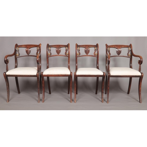 180 - A set of eight Regency Trafalgar style dining chairs, including two carvers.