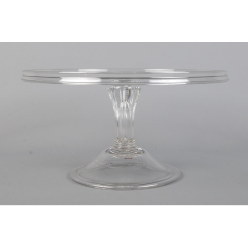 28 - A late 18th/early 19th century glass tazza with silesian stem and domed folded foot. Height 15cm, Di... 