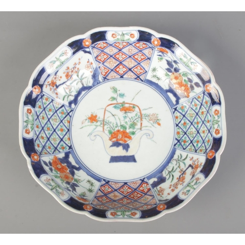 32 - A Japanese Edo period octagonal dish decorated in the Imari design. Diameter 29cm.