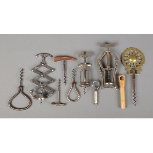 44 - A collection of vintage and antique corkscrews. Includes James Heeley & Sons A1 double lever, Helice... 
