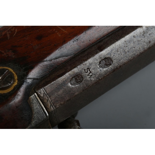 49 - A 19th century percussion rifle. The lock plate stamped for Hickman. Barrel length 105cm. CAN NOT PO... 