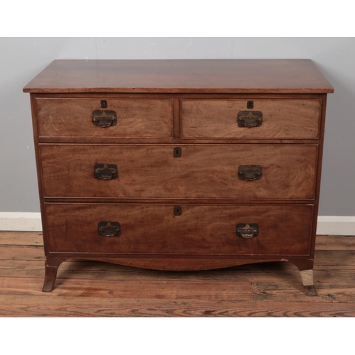 510 - A 19th century mahogany chest of drawers with two short over two long drawers 

Hx85cm 
Wx111cm
Dx54... 