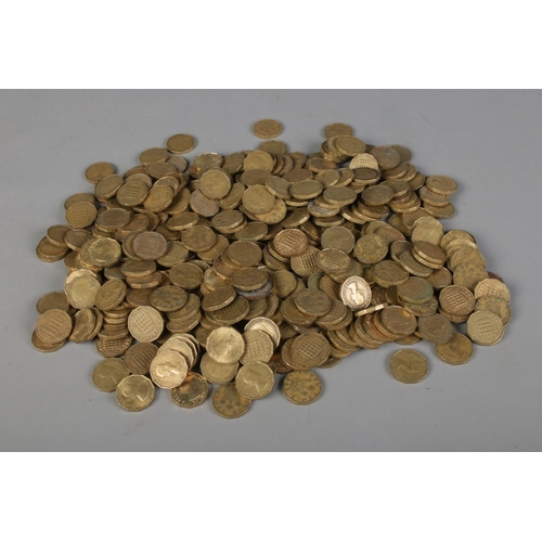 304 - Approximately 330 three pence coins, 2.3 kg.