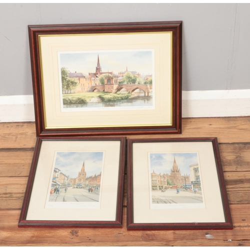 384 - Three John Rudkin prints titled Davy's Corner (15/500), Old Bridgegate (55/500) and Rotherham (295/5... 