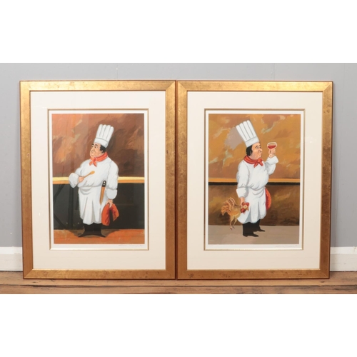 394 - After Guy Buffet (1943-) two framed Limited Edition Chef Serigraphs, titled 'Chef Albert' and 'Chef ... 