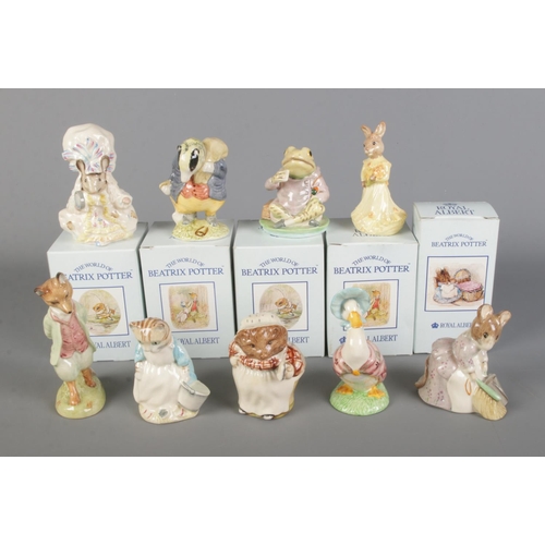 476 - A collection of Royal Albert The World of Beatrix Potters figures along with a Royal Doulton Bridesm... 