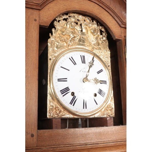 513 - A 19th century French oak cased Comtoise clock.