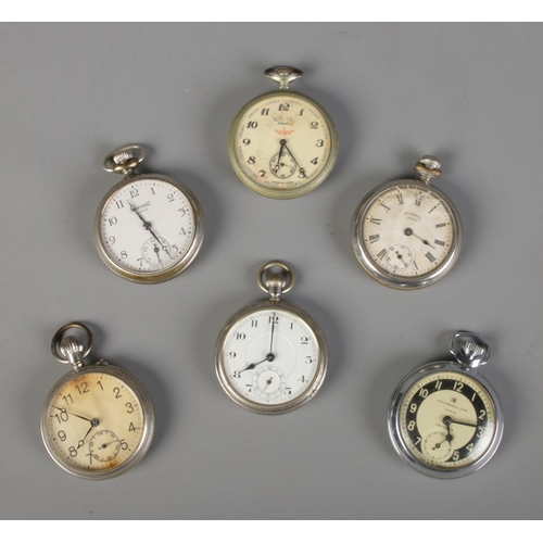 432 - Six vintage pocket watches including Ingersoll and  Sekonda examples.