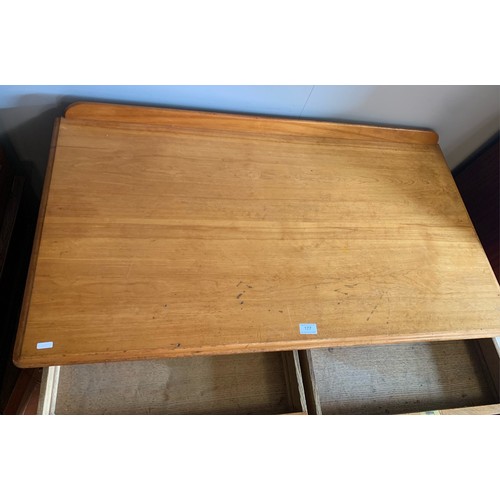 415 - A Victorian satin birch desk. Having two drawers over three cupboard doors. Height 81cm, Width 114cm... 