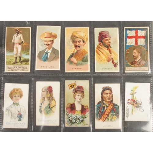 433 - A folder of over 60 rare high quality odd cards including Allen & Ginter Naval Flags, Worlds Smokers... 