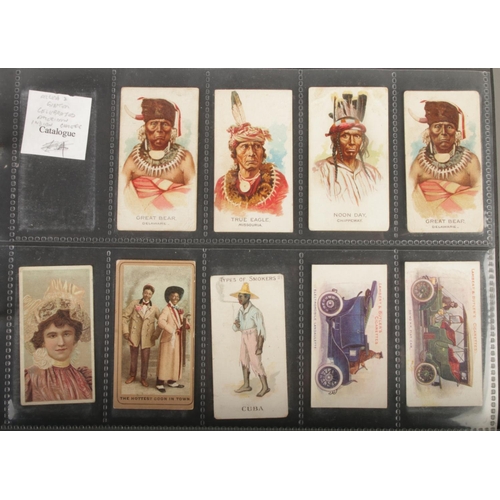 433 - A folder of over 60 rare high quality odd cards including Allen & Ginter Naval Flags, Worlds Smokers... 