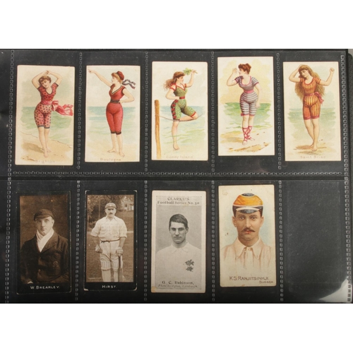 433 - A folder of over 60 rare high quality odd cards including Allen & Ginter Naval Flags, Worlds Smokers... 