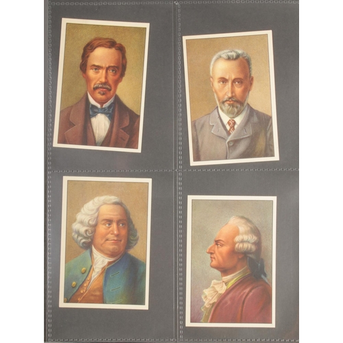 436 - A complete set of 100 cigarette cards of famous people with duel French & Dutch description to back ... 