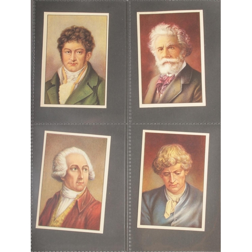 436 - A complete set of 100 cigarette cards of famous people with duel French & Dutch description to back ... 