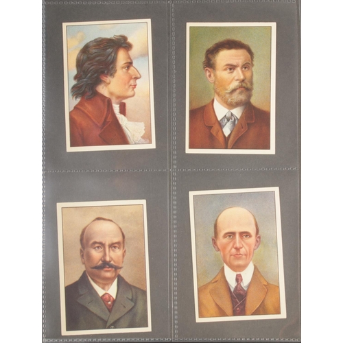 436 - A complete set of 100 cigarette cards of famous people with duel French & Dutch description to back ... 